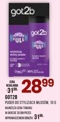 Puder Got2b do stylizacji włosów, 10 g promocja w Drogerie Natura