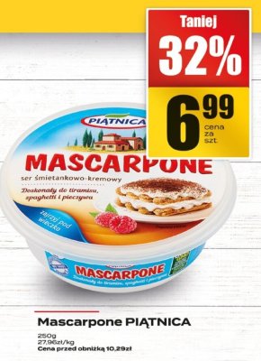 Mascarpone PIĄTNICA 250g promocja w Supeco