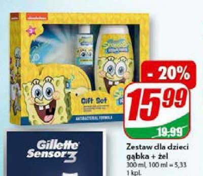 Żel do mycia ciała i włosów spongebob + gąbka Nickelodeon promocja
