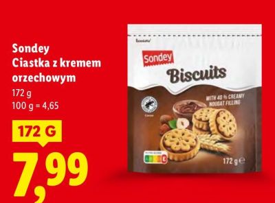 Ciastka Sondey Ciastka z kremem orzechowym promocja w Lidl