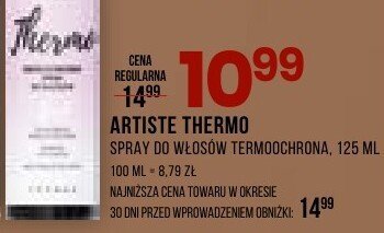 Spray ARTISTE THERMO do włosów termoochrona, 125 ml promocja w Drogerie Natura