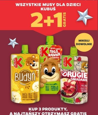 Wszystkie musy dla dzieci Kubuś 2+1 GRATIS promocja w Netto