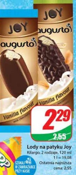 Lód vanilla flavour w polewie czekoladowej z orzechami Augusto joy promocja
