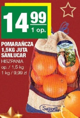 Pomarańcza 1,5kg Juta Sanlúcar Hiszpania promocja w SPAR