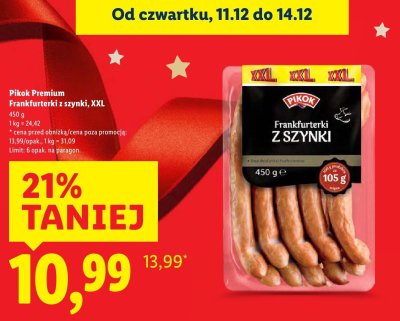 Frankfurterki z szynki XXL Pikok Premium promocja w Lidl