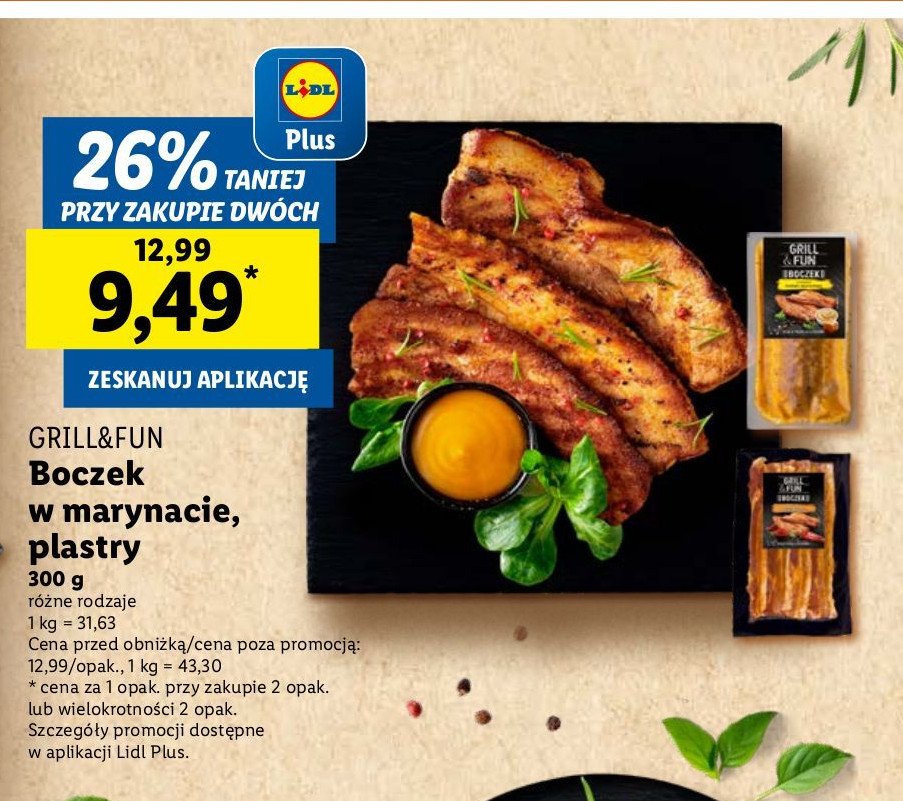 Boczek plastry w marynacie miodowo musztardowej Grill and fun promocja