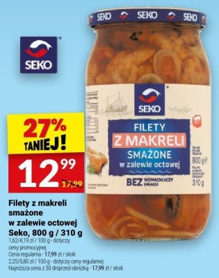 Filety z makreli smażone w zalewie octowej Seko, 800 g / 310 g promocja w Twój Market