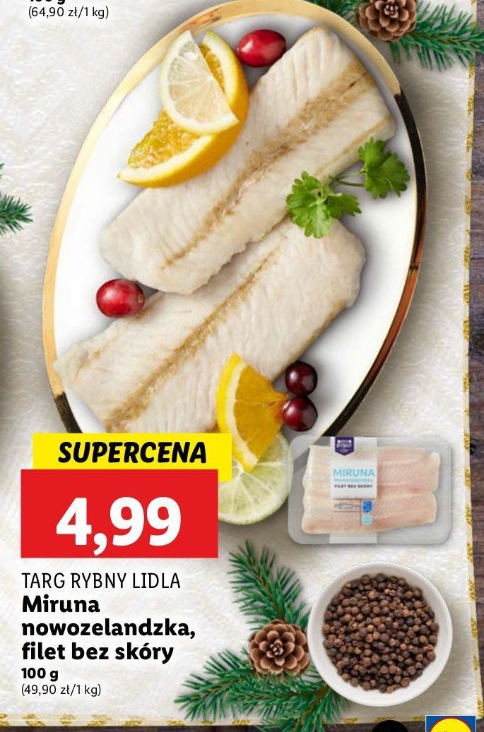 Miruna nowozelandzka filet bez skóry Rybny targ lidla promocja w Lidl