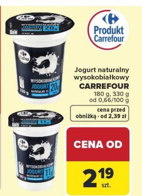 Jogurt naturalny wysokobiałkowy Carrefour promocja w Carrefour