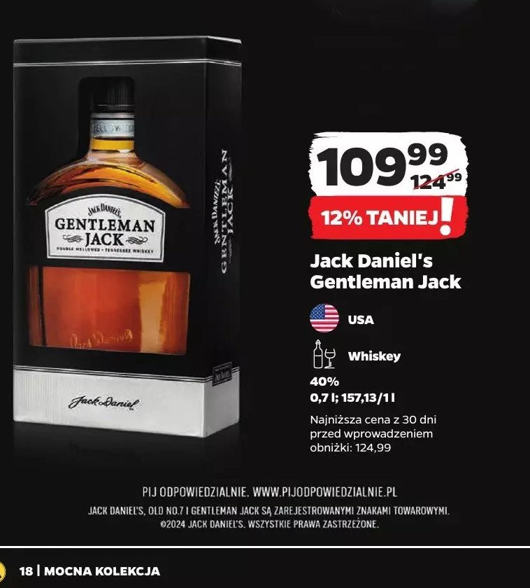 Whiskey kartonik Jack daniel's gentleman jack promocja