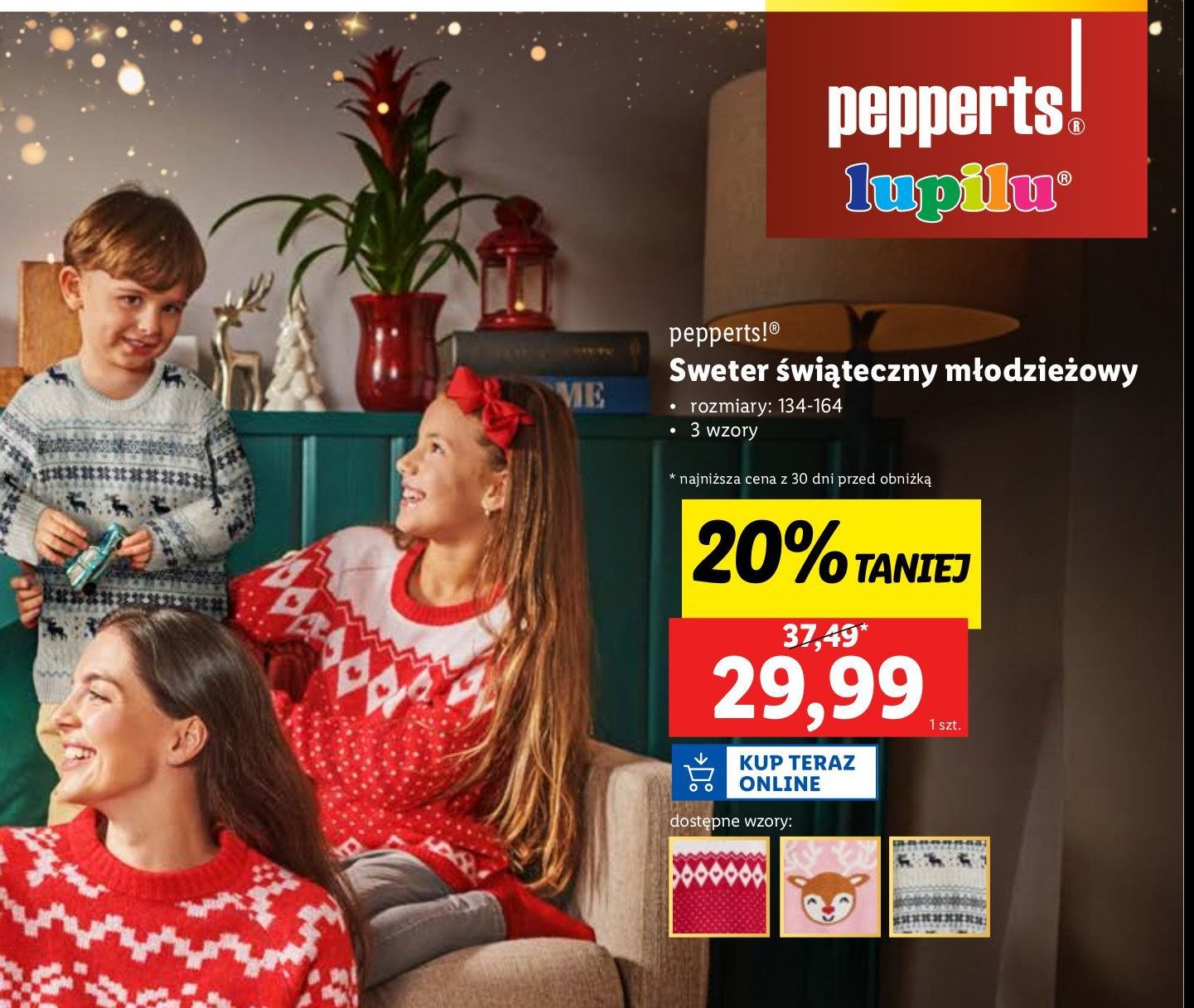 Sweter świąteczny 134-164 Pepperts! promocja w Lidl