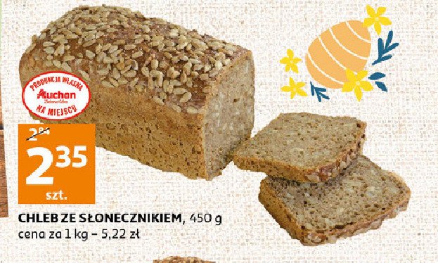 Chleb pszenno-żytni ze słonecznikiem Auchan promocja
