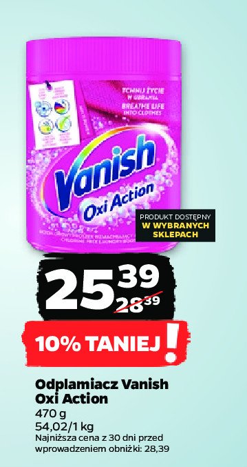 Odplamiacz w proszku pink Vanish oxi action promocja