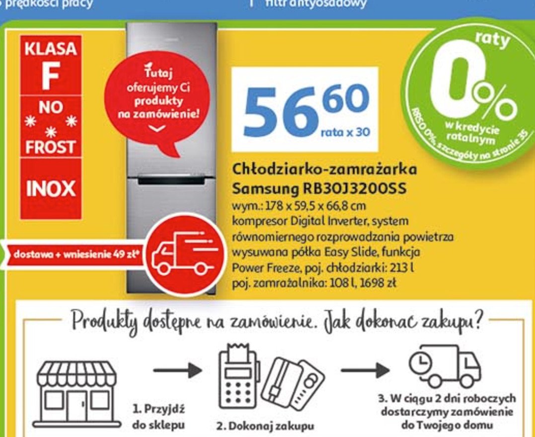 Chłodziarko zamrażarka rb30j3200ss Samsung promocja