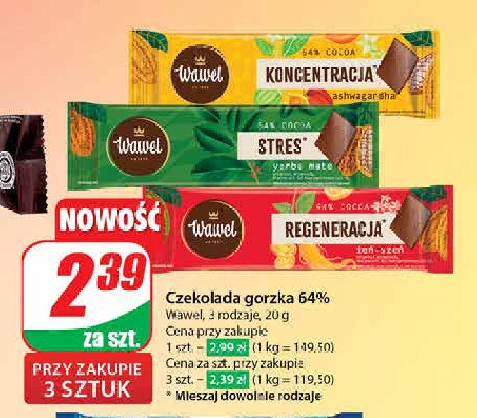 Miniczekolada koncentracja z ashwagandą Wawel promocja