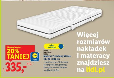 Materac 7-strefowy Waves H2, 90 x 200 cm promocja w Lidl