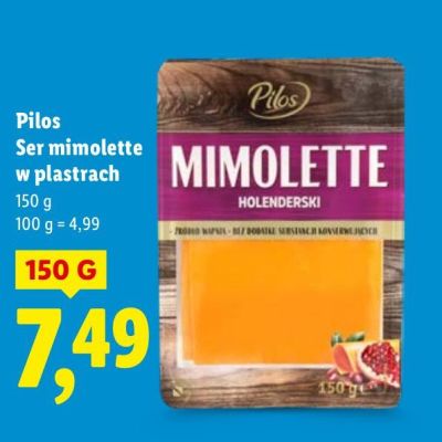 Ser mimolette w plastrach Pilos promocja w Lidl