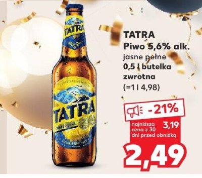 Piwo Tatra jasne pełne promocja w Kaufland