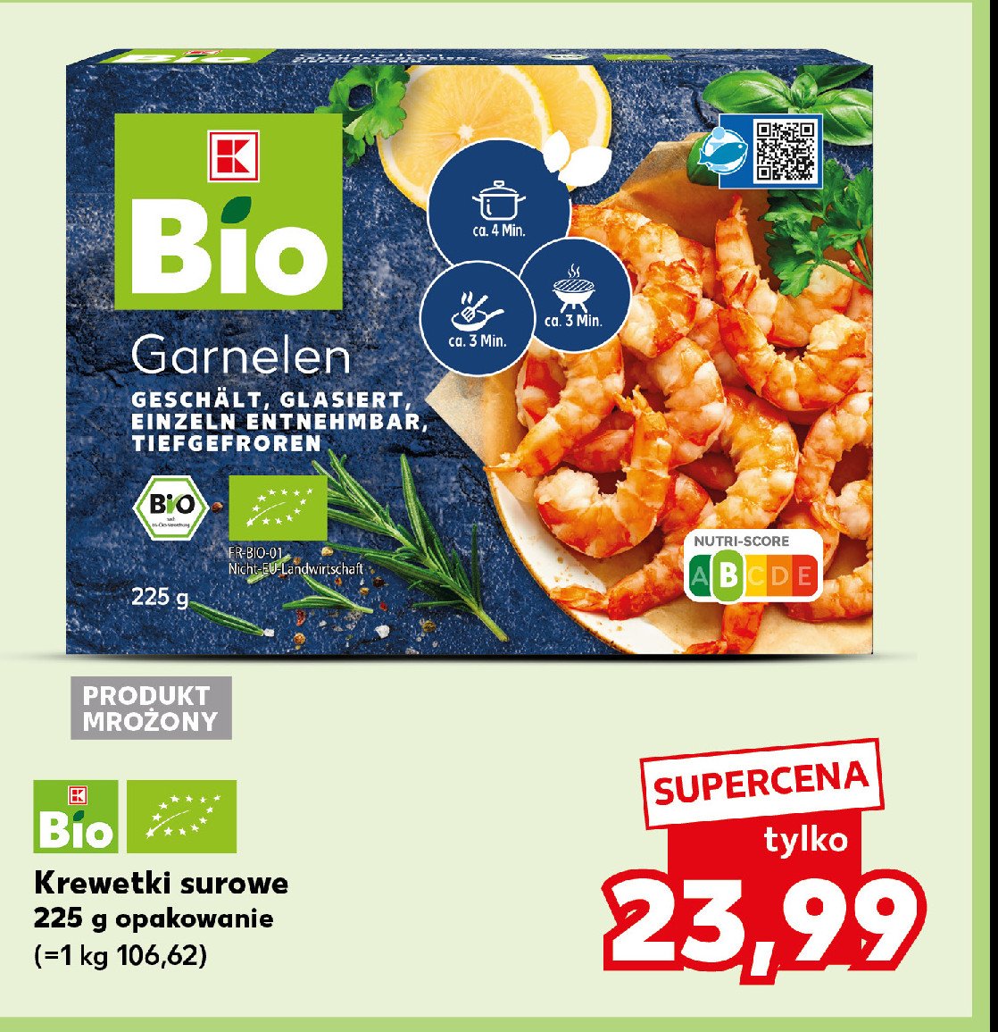 Krewetki surowe K-classic bio promocja w Kaufland