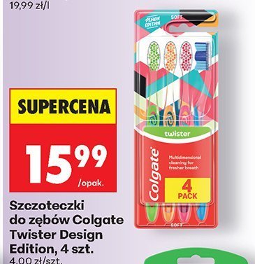 Szczoteczki do zębów Colgate Twister Design Edition, 4 szt. promocja w Biedronka
