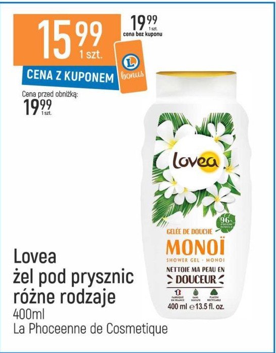 Żel pod prysznic monoi Lovea promocja