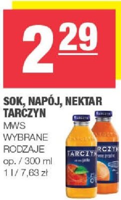 Sok, napój, nektar Tarczyn MWS wybrane rodzaje promocja w SPAR