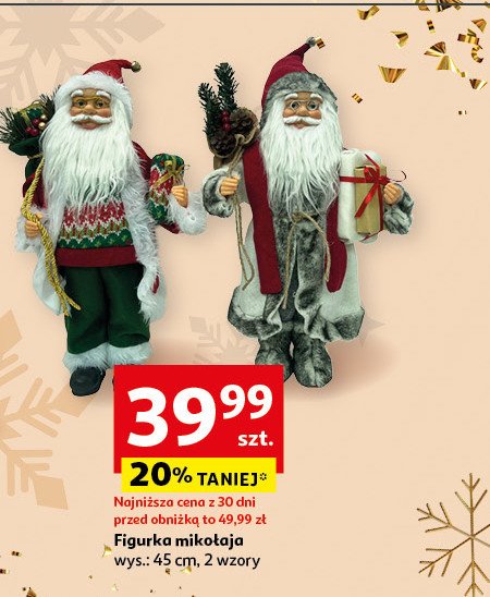 Figurka mikołaja 45 cm Actuel promocja w Auchan