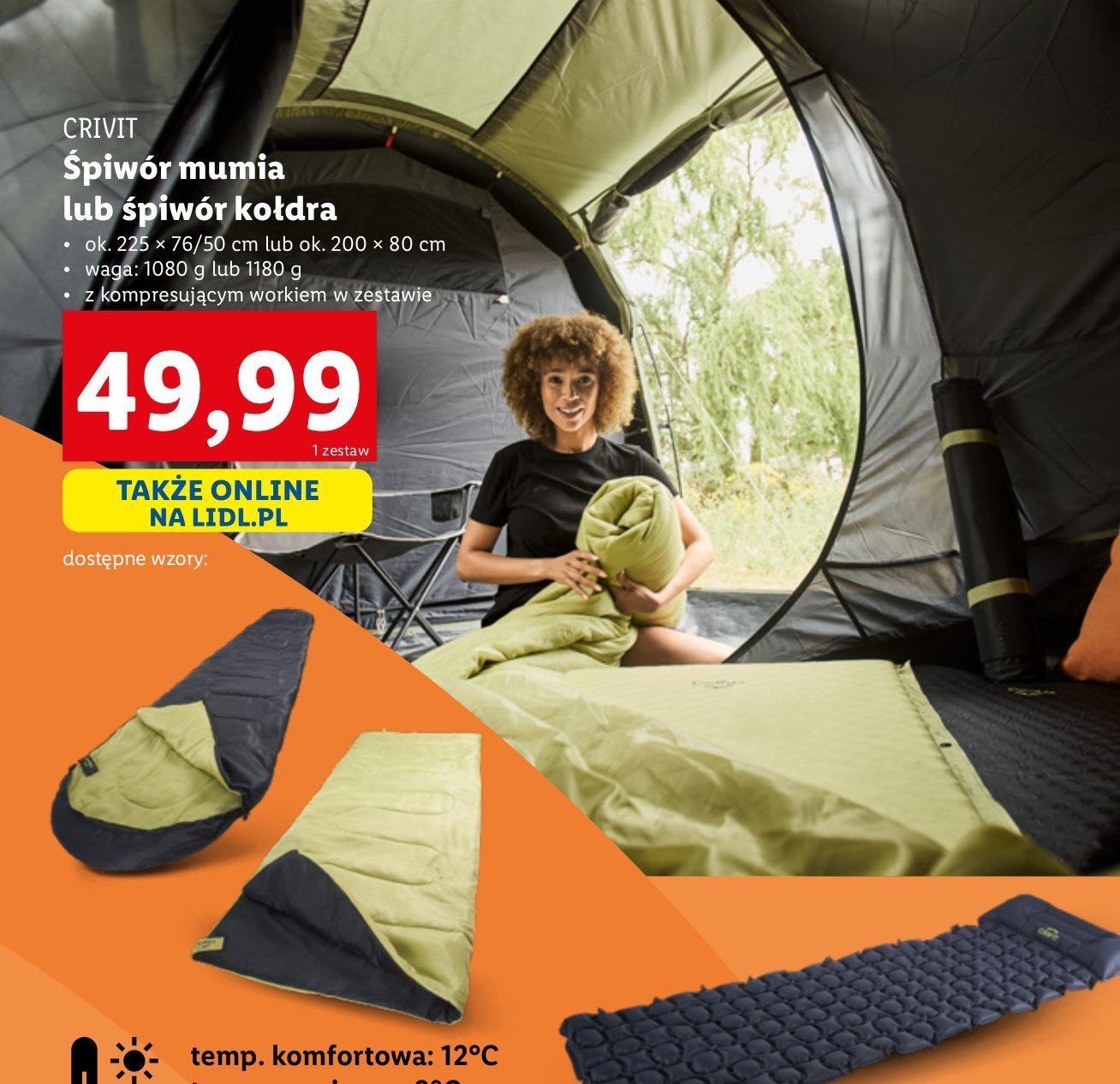 Śpiwór mumia Crivit promocja w Lidl