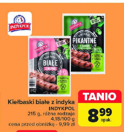 Kiełbaski białe z indyka z jalapeno Indykpol promocja