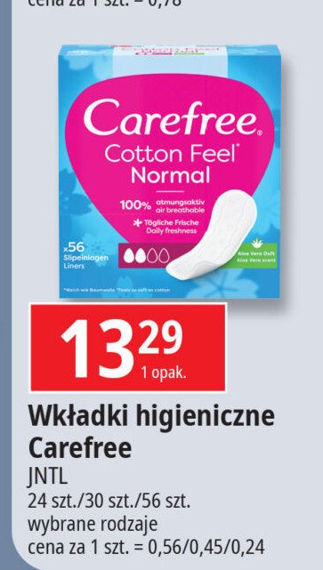 Wkładki cotton feel normal Carefree promocja