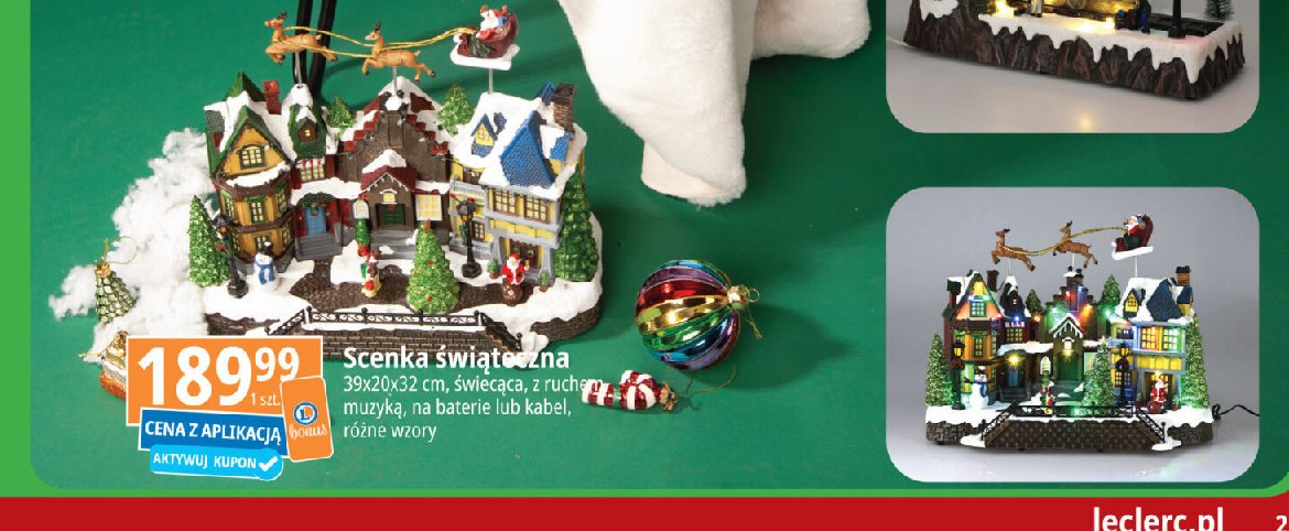 Scenka świąteczna 39 x 20 x 32 cm promocja w Leclerc