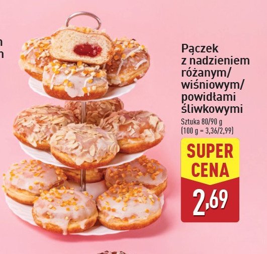 Pączek z nadzieniem wiśniowym promocja w Aldi