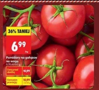 Pomidory na gałązce na wagę promocja w Biedronka