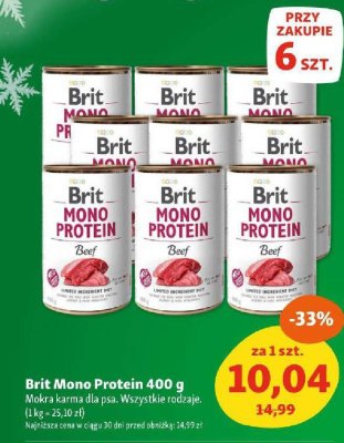 Karma mokra Brit Mono Protein 400 g promocja w MAXI ZOO