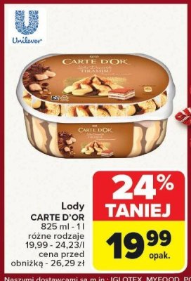 Lody Carte d'Or Tiramisu promocja w Carrefour Market