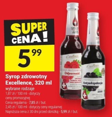 Syrop zdrowotny Excellence, 320 ml promocja w Twój Market