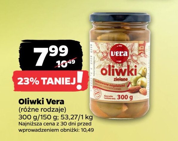 Oliwki zielone nadziewane czosnkiem Vera promocja