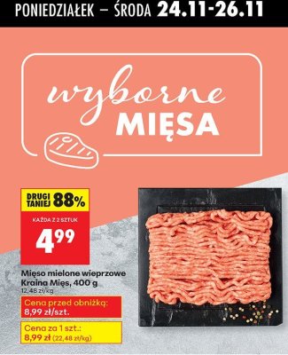 Mięso mielone wieprzowe Kraina Mięs 400 g promocja w Biedronka