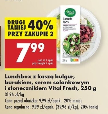 Lunchbox z kaszą bulgur burakiem serem solankowym i słonecznikiem Vital fresh promocja