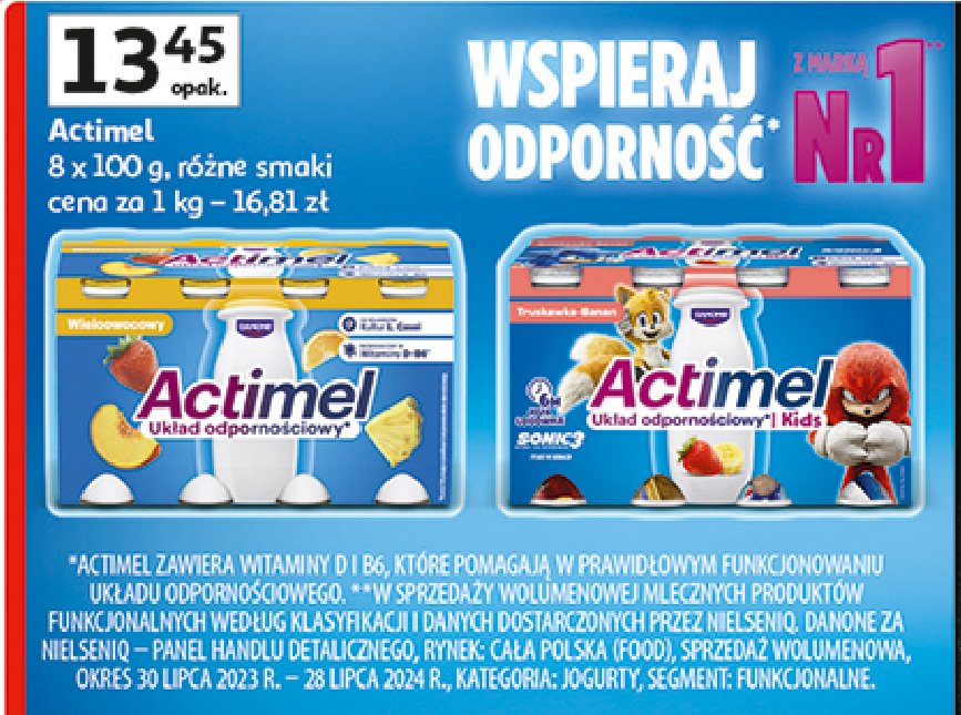 Jogurt wieloowocowy Danone actimel promocja w Auchan