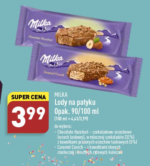 Lody chocolate hazelnut Milka ice cream promocje