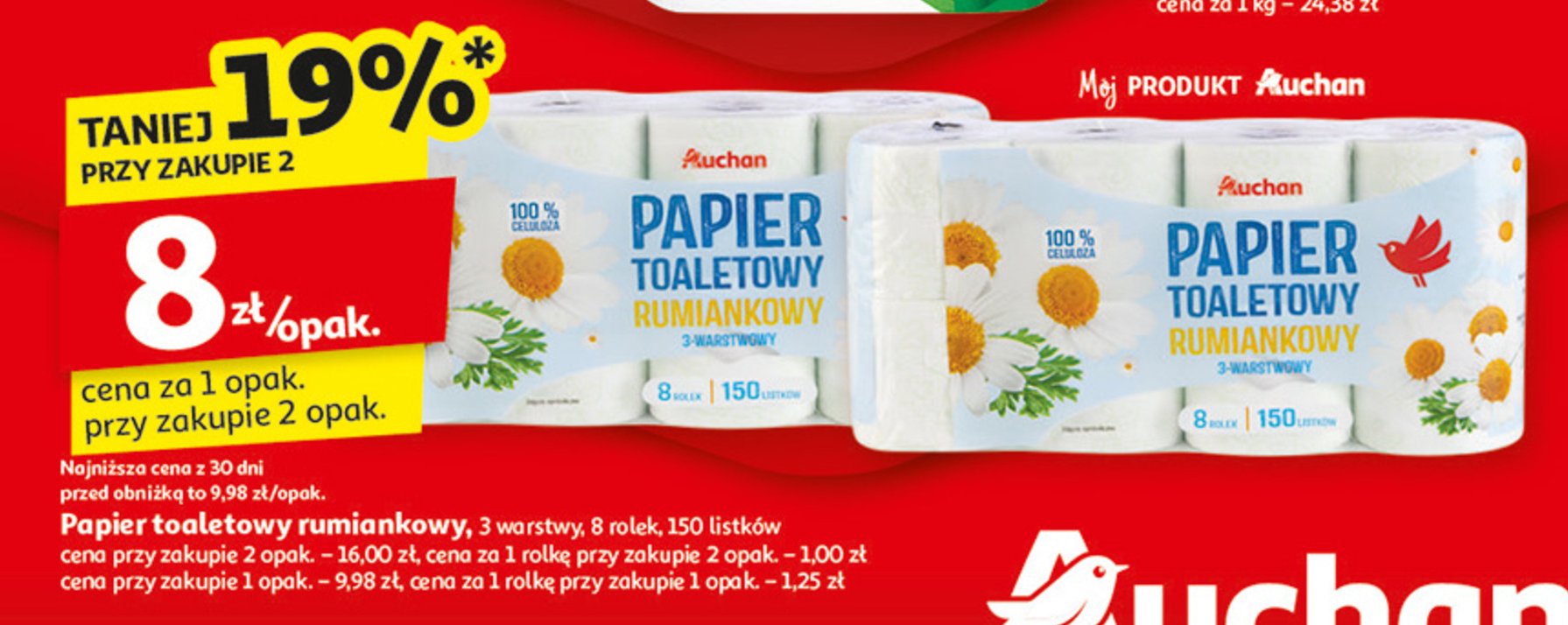 Papier toaletowy rumiankowy Auchan promocja