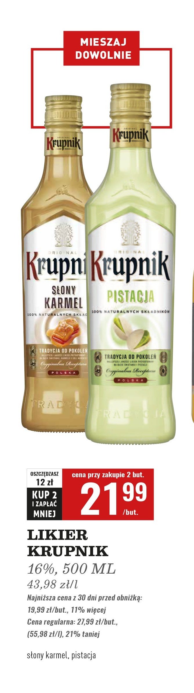 Wódka Krupnik pistacja promocja w Biedronka