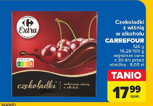 Czekoladki nadziewane wiśnią w alkoholu Carrefour extra promocja