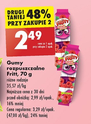 Cukierki rozpuszczalne malinowe Fritt promocja