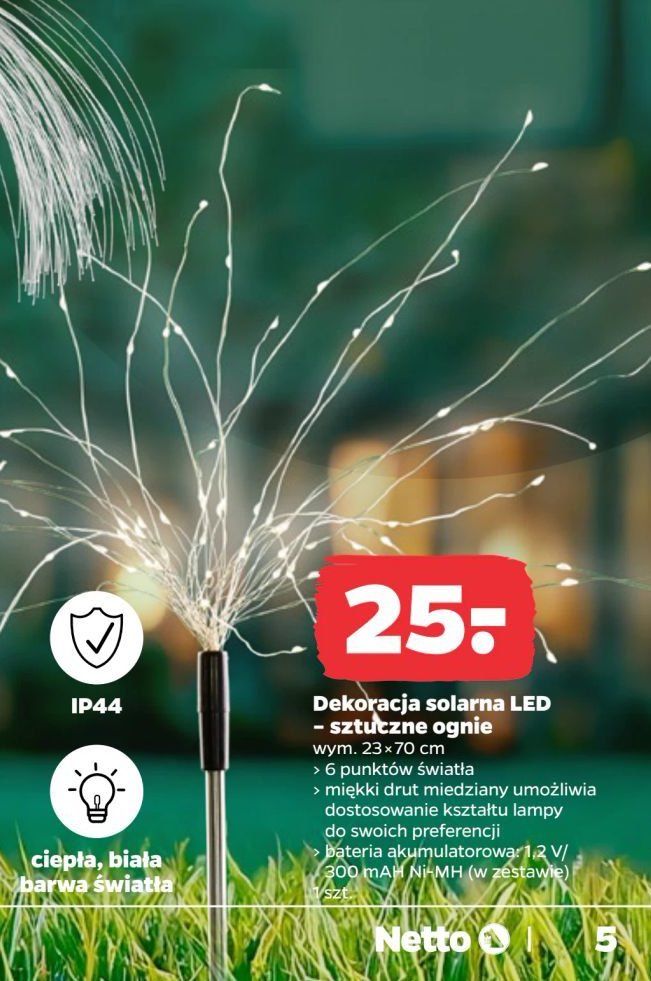 Lampa solarna sztuczne ognie promocja w Netto