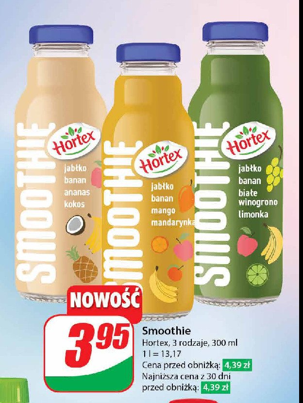 Smoothie jabłko-banan-ananas-kokos Hortex promocja w Dino