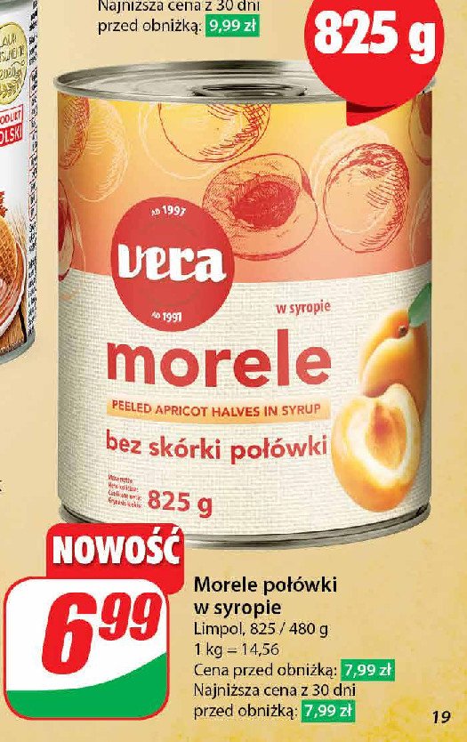 Morele bez skórki połówki Vera promocja w Dino