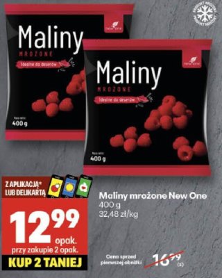 Maliny mrożone New One promocja w Delikatesy Centrum