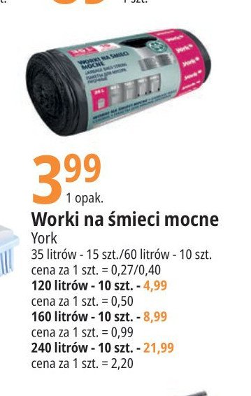 Worki na 艣mieci mocne 160 l York promocja